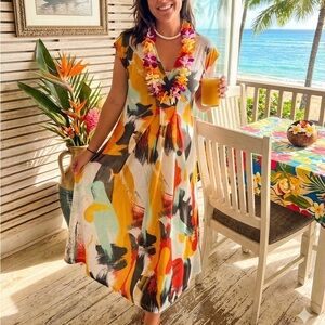 Zara Collection Lightweight Multicolor Brushstroke Top